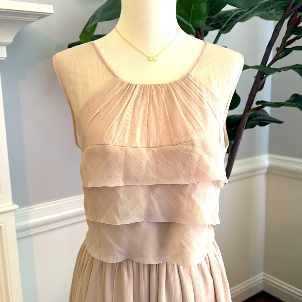 Anthropologie Burlapp Silk Tie Waist Sheer Detail Dress - Picture 2 of 4